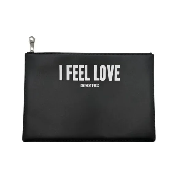 Givenchy Black Leather 'I Feel Love' Medium Clutch